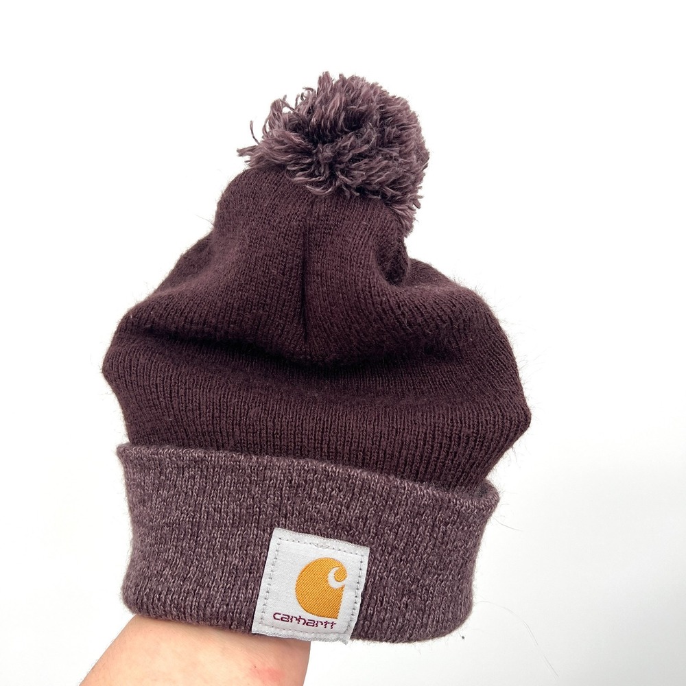 Carhartt‎ knit hat beanie pompom winter ski hat brown OS